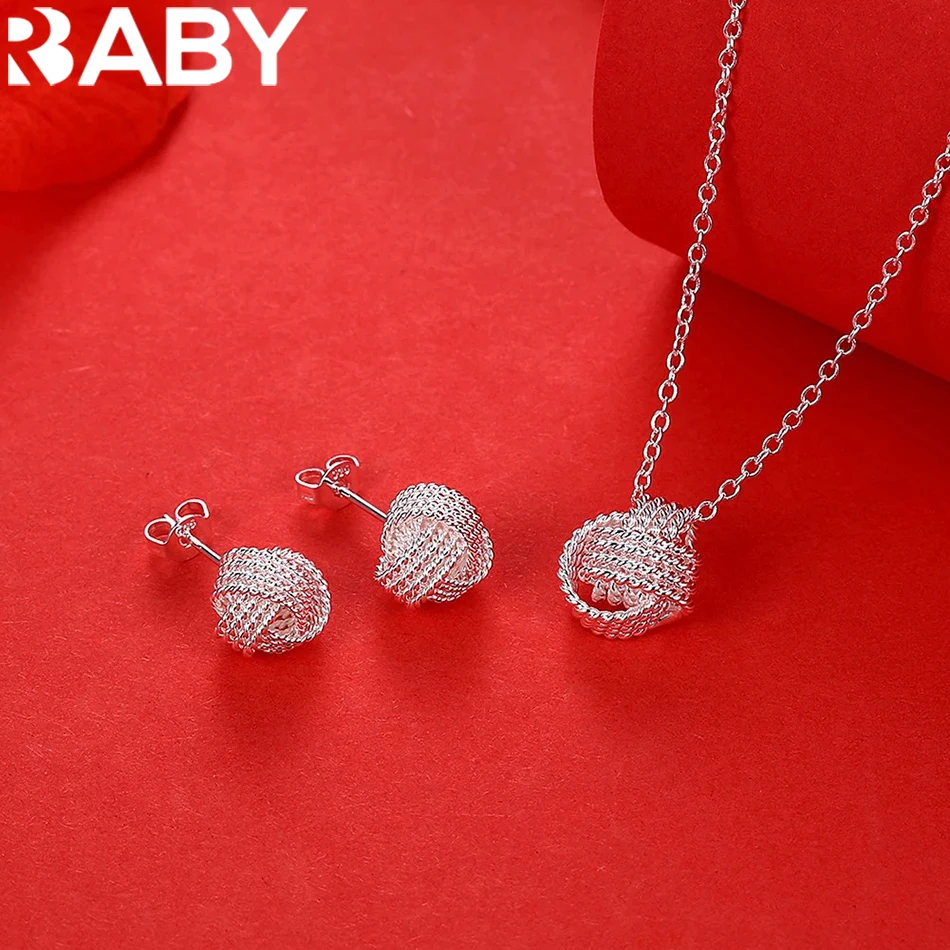 

Hot trend 925 Sterling Silver Pretty ball necklace stud earrings for woman Jewelry sets Fashion Party wedding accessories gifts