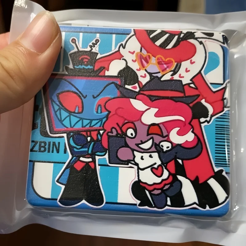 Spot Stock Espejo pequeño plegable - Hazbin Hotel Alastor Lucifer Mini espejo de tocador cuadrado portátil de doble cara