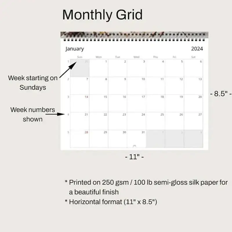 Calendario de pared de Jesús 2024, cartel de fe cristiana, mensual, inspirador, 2024