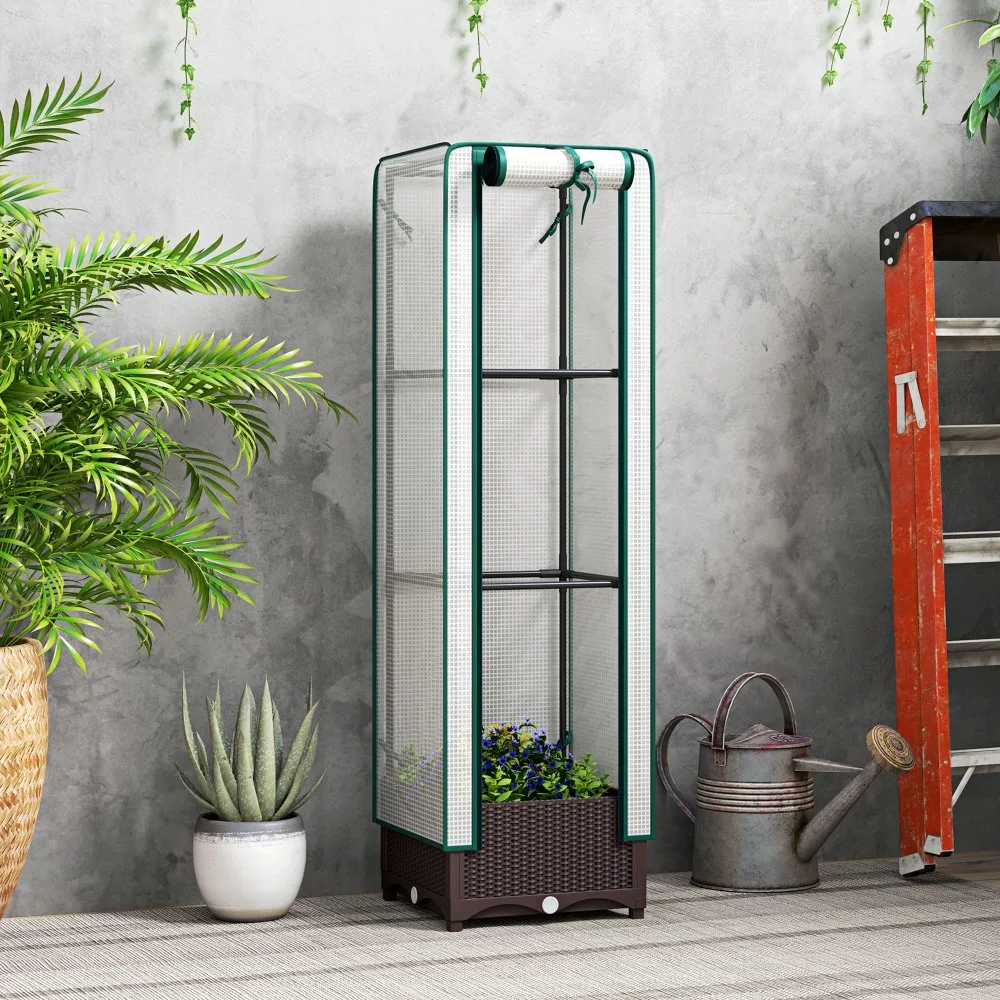 

Raised Flower Bed with Trellis, Brown