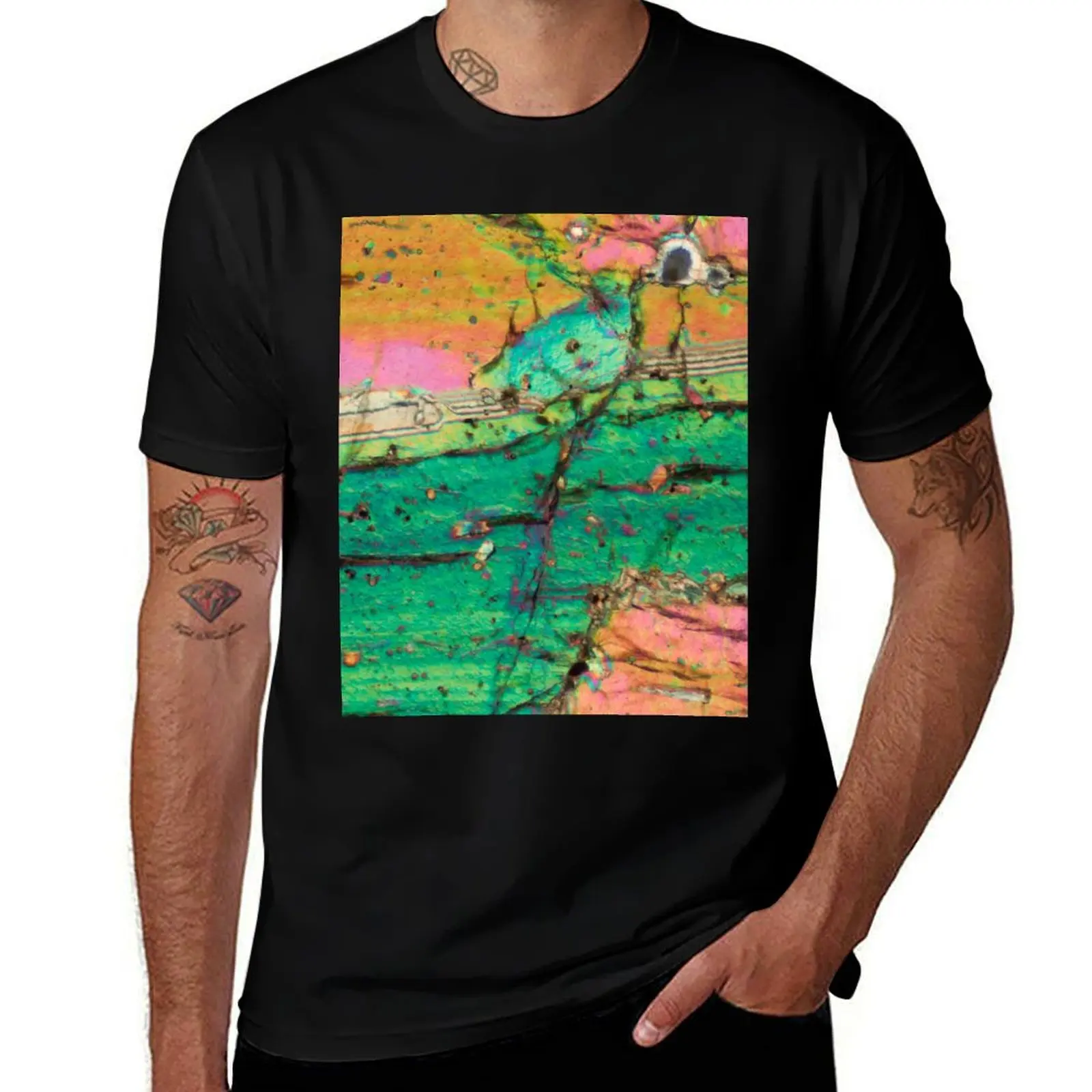Vesuvius volcano Pyroxene rock thin section microscope photograph - geology gift T-Shirt Casual Holiday Short Sleeve Tee