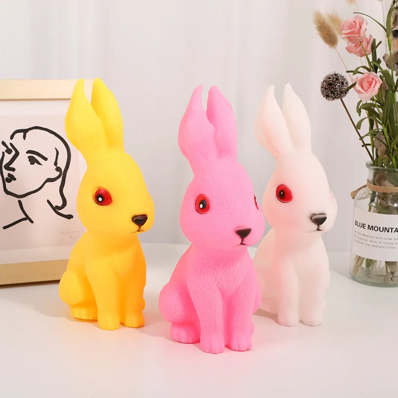 Cute Rabbit Squeeze Sound Animal Voice Fidget Toys Rabbit Bunny Antistress Funny Joke Soft Push Squeak Sound Adult Kid Gifts