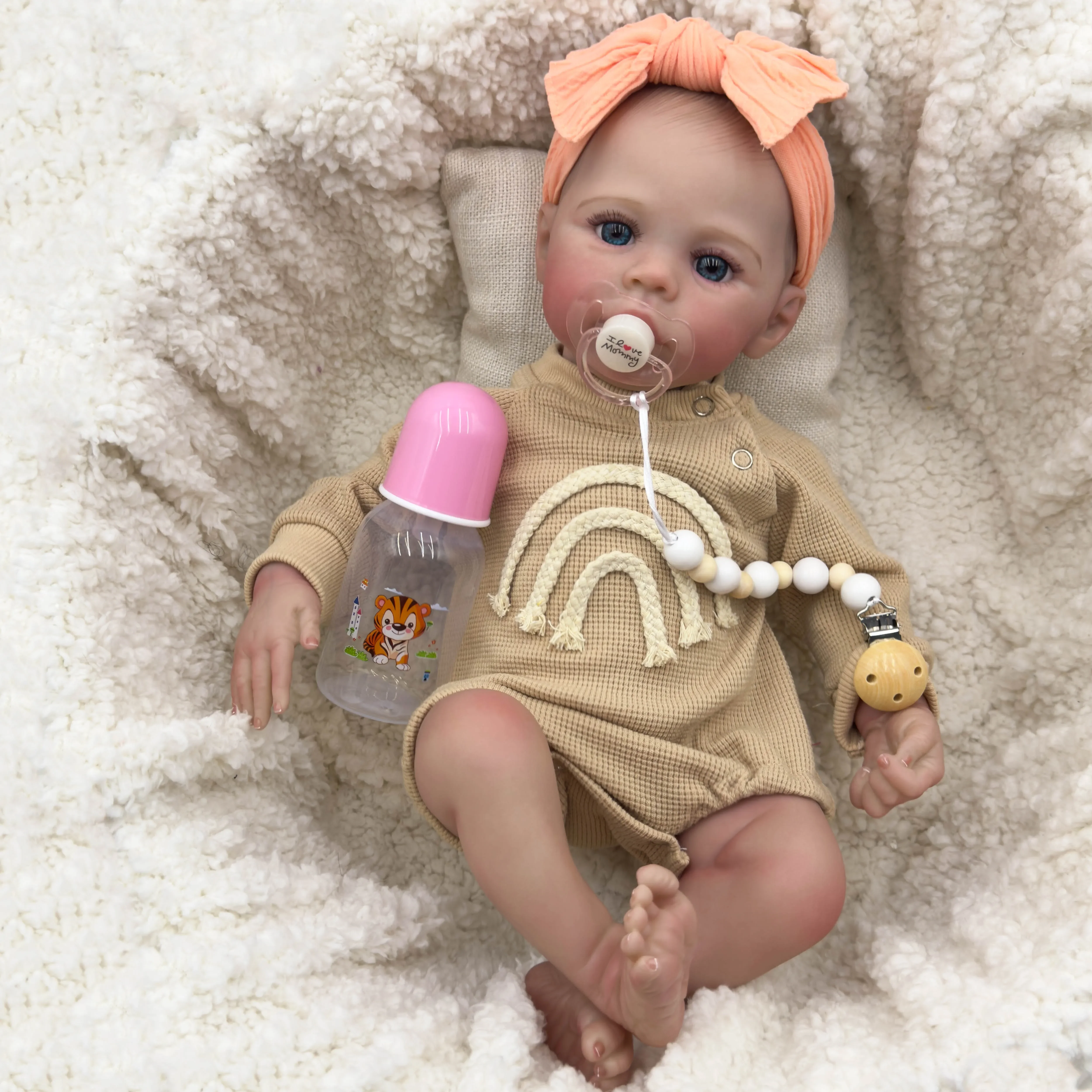 NPK 18inch Meadow Soft Body Reborn Baby Doll 100% handmade 3D Skin with Visbile Veins Collectible Art Doll Christmas Gift