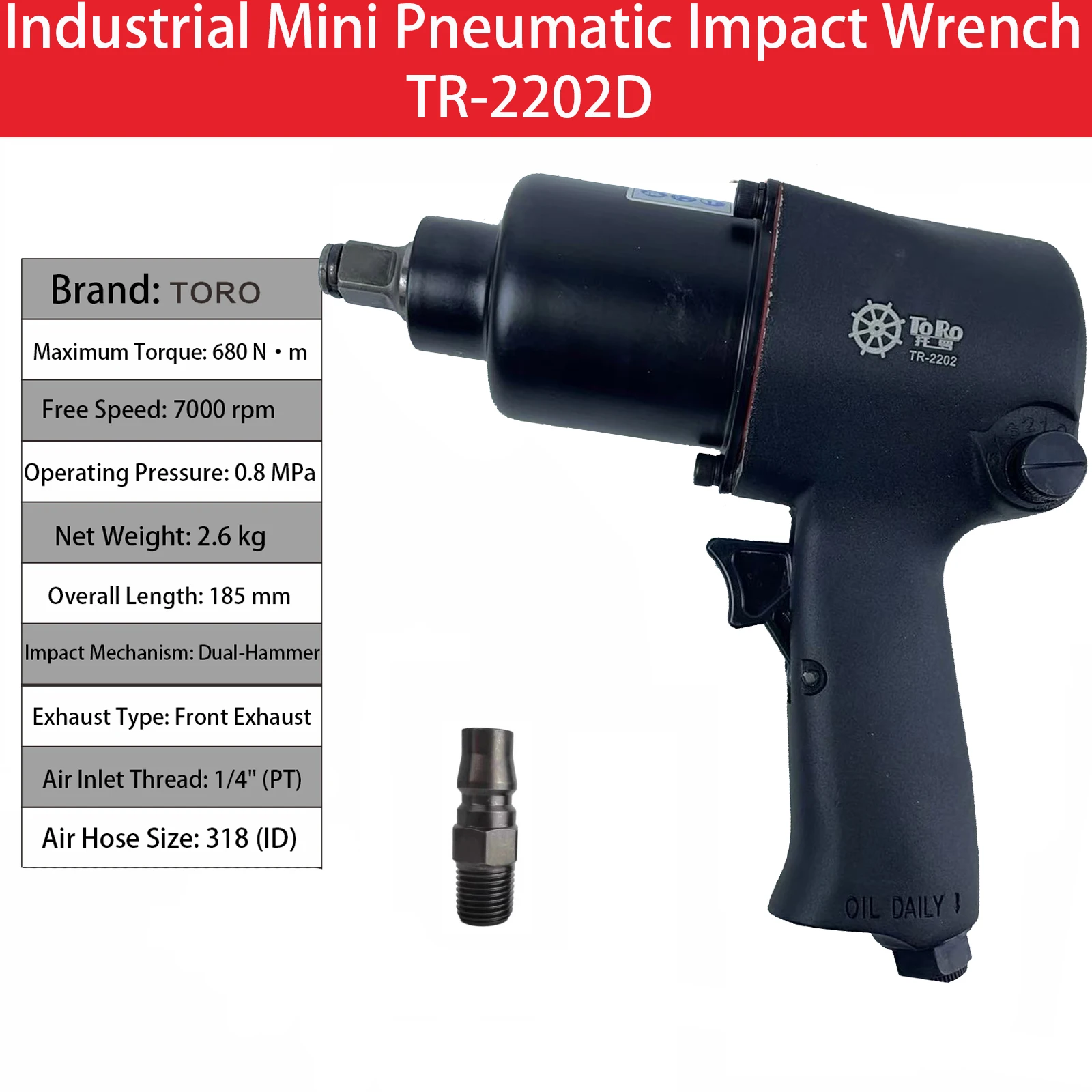 AhuHardware 1/2 High Quality Mini Pneumatic Impact Wrench Car Repairing Impact Wrench Tools Auto Spanners 7000 R.P.M