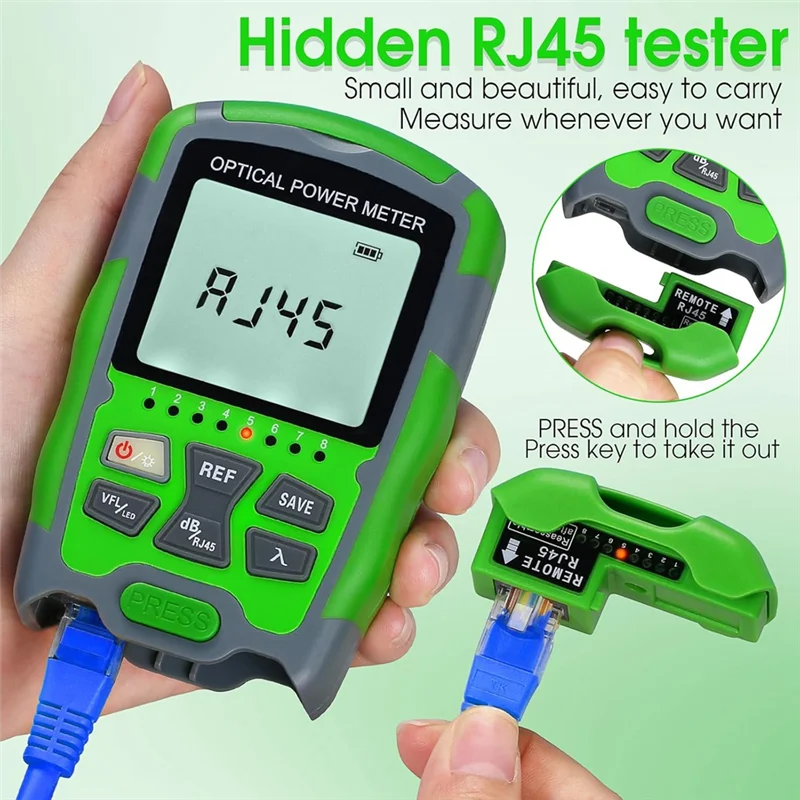 RMWIN-Rechargeable Portable Fiber Optic Cable Tester With RJ45 Network Testing MC70-VFL 30KM Fiber Optic Power Meter