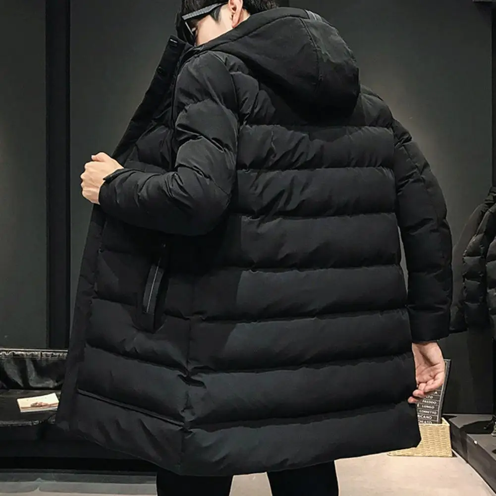 Manteau en coton mi-long coupe-vent pour homme, parkas à capuche pour l'extérieur, protection contre la neige, optique rembourrée, hiver