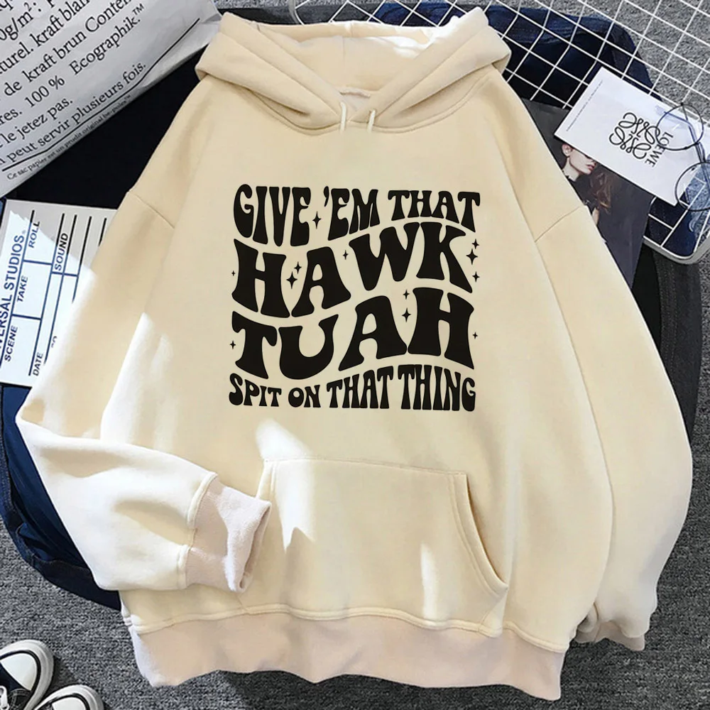 Hawk Tuah hoodie streetwear modern style funny elegant youthful graphic female sweatshirts casual wear designer manga winter