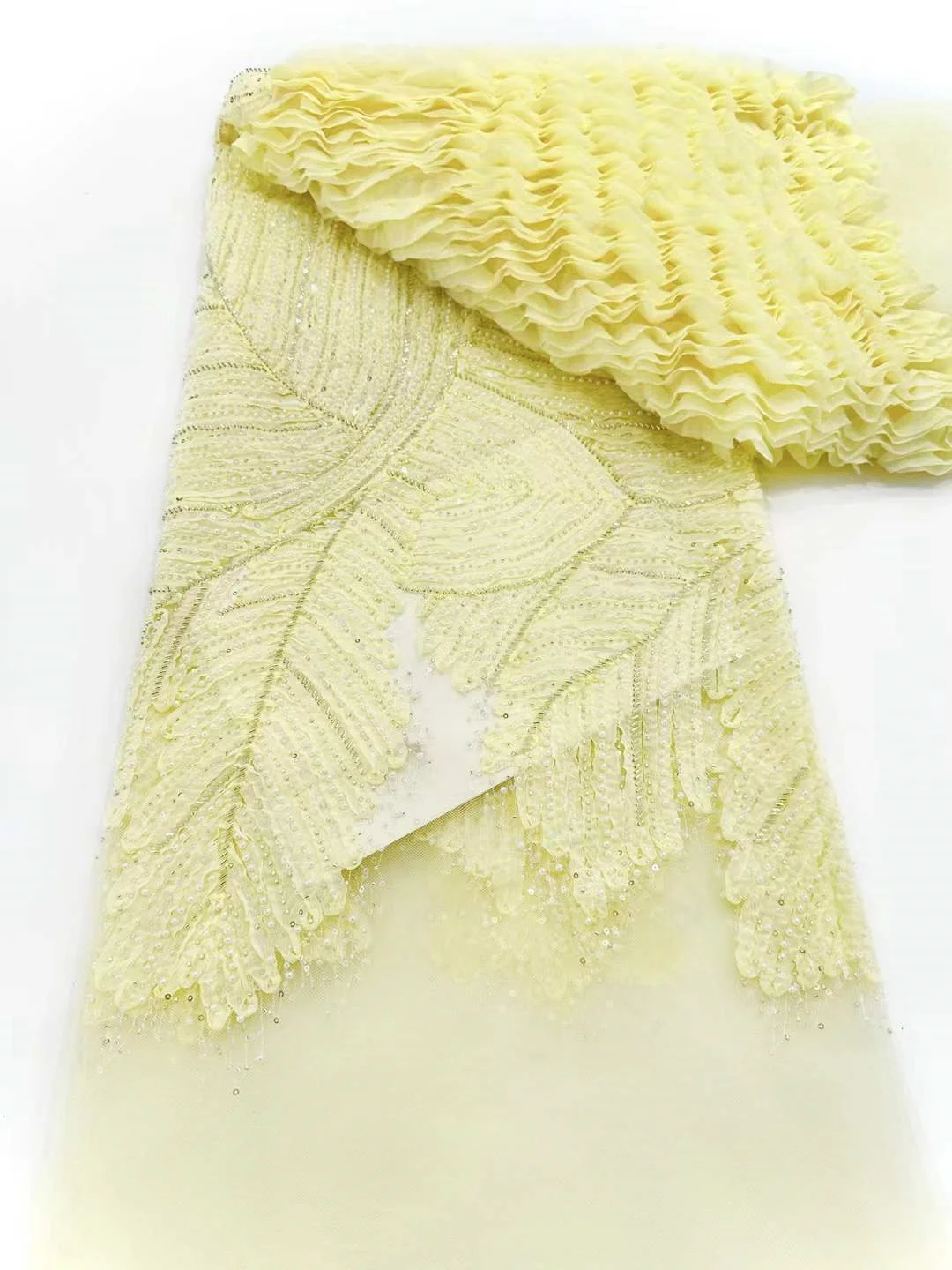 2025 Fashion French Mesh 3D Flowers Embroidery Beads Lace Fabric With Sequins African Nigerian Fabric For Wedding Dress Women