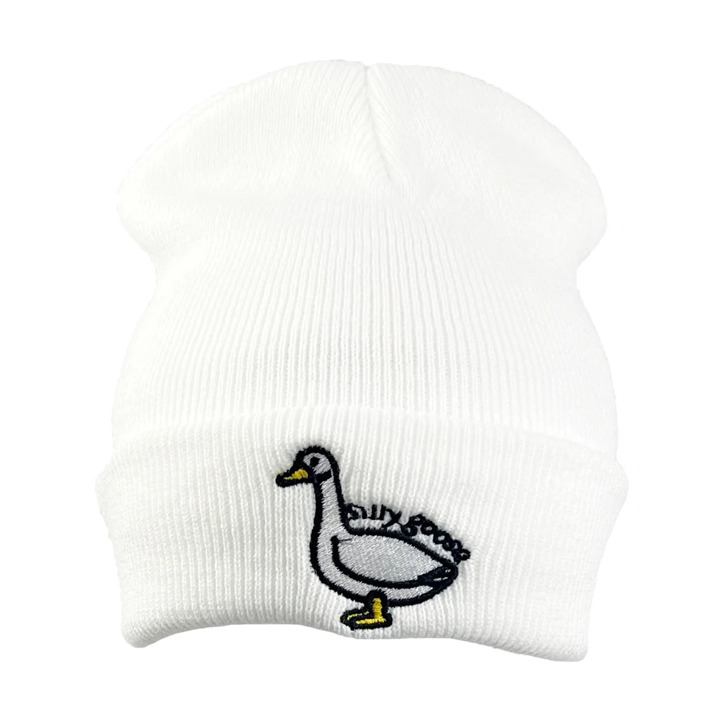 Autumn Winter Outdoor Silly Goose Embroidery Knitted Hat Funny Beanie Bonnet Hip Hop Cap For Men Women