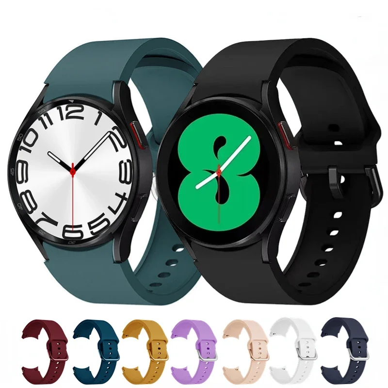 

20mm Silicone Strap for Samsung Galaxy Watch 7 6 5 4 40mm/44mm Pro No Gap Bracelet Galaxy Watch 6/4 Classic 46mm 42mm/43mm 47mm
