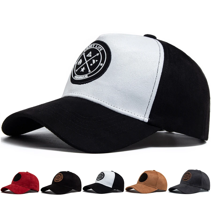 New Circular Leather Label Suede Baseball Cap Fashion Men Hat For Visor Casual Women Snapback Hip Hop Caps Unisex Spring Autumn