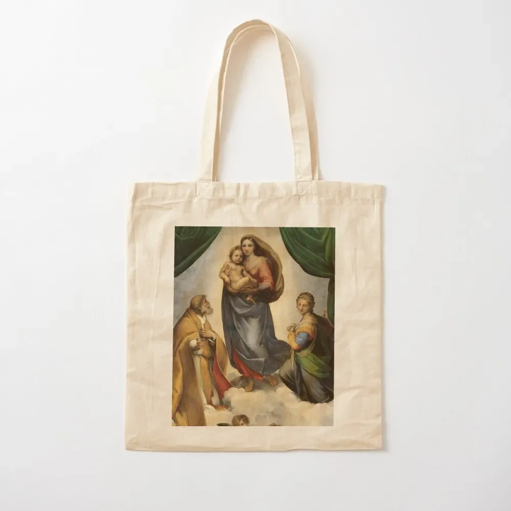 

The Sistine Madonna Oil Painting by Raphael Tote Bag Fabric bag shopping trolley bag Canvas stote