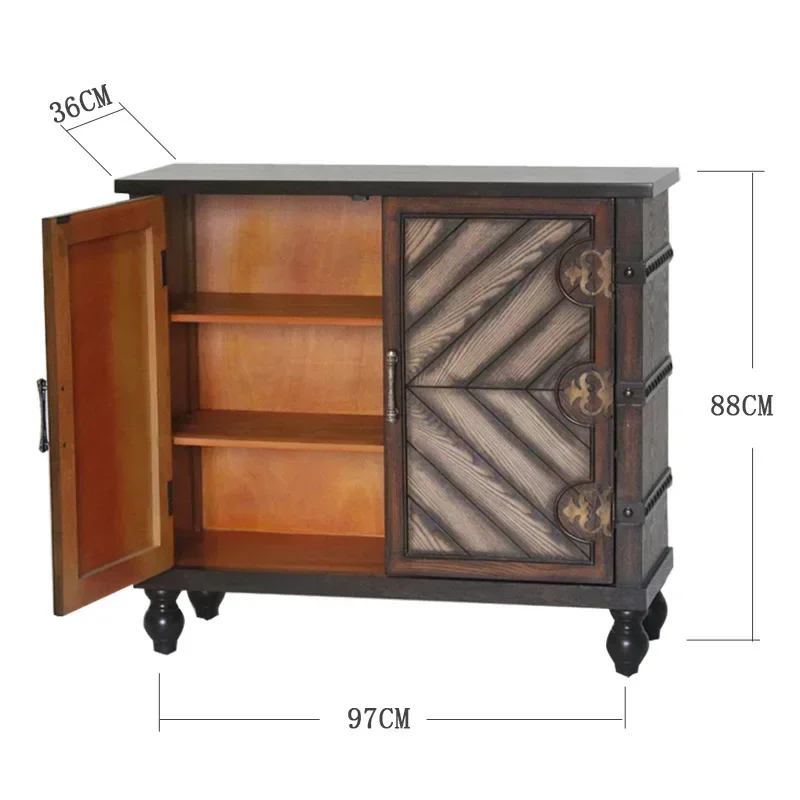 Entrance Cabinet Retro Distressed Locker Storage Cabinet Foyer Curio Cabinet