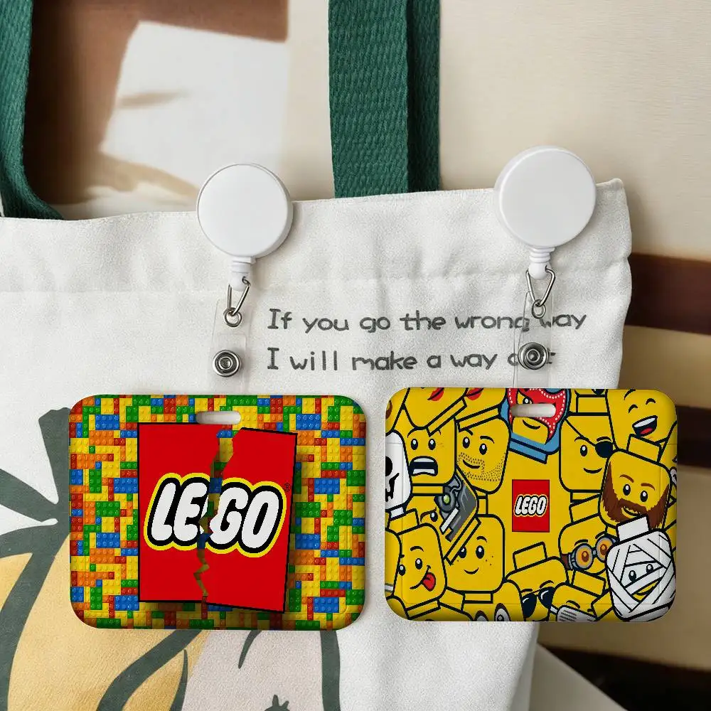 Cool L-LEGOs Cartoon Badge Holder Lanyards Keychain Women New Cartoon Card Holders Neck Straps Student Credential For Gift - view 2