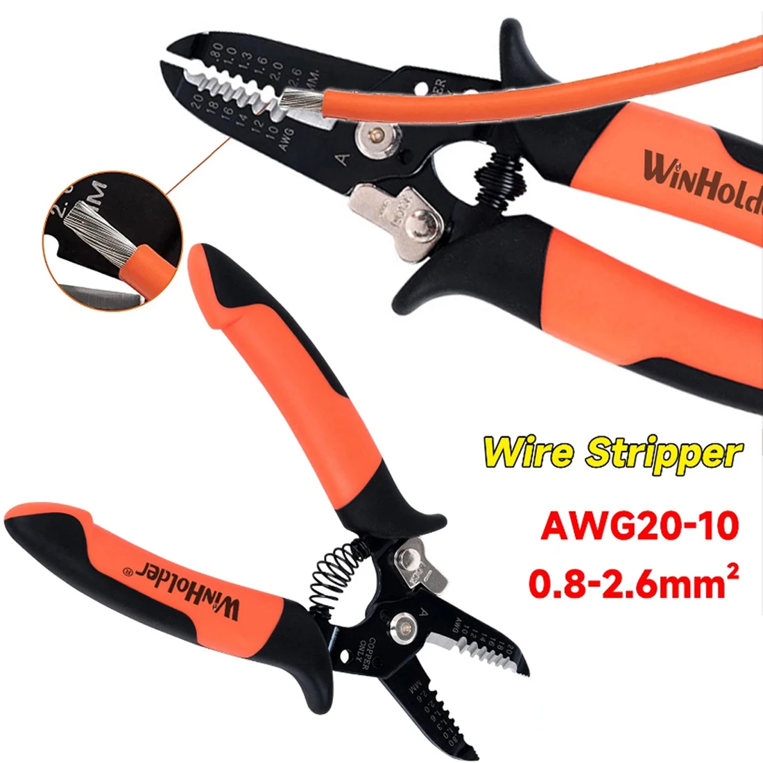 

AWG20 Профессиональный инструмент для зачистки проводов/обжимной инструмент Кабельный резак/зажимной инструмент для проводки и многофункциональный ручной инструмент оранжевый с черным