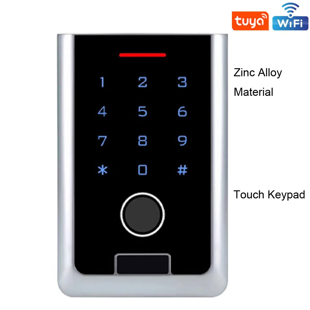 Fingerprint  RFID Access Control Keypad with Tuya App 12V IP67 Waterproof Zinc Wifi Standalone Door Lock Switch Alarm Time Delay