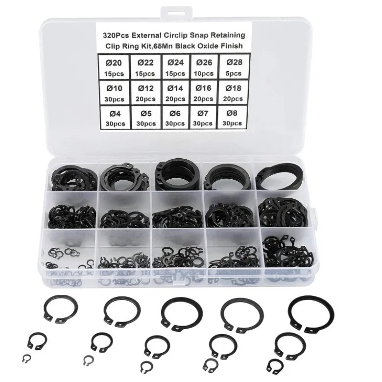 For Sealing Gasket Hardware Installation 320 Pieces Shaft Clamp Spring Manganese Steel Outer Ring Set