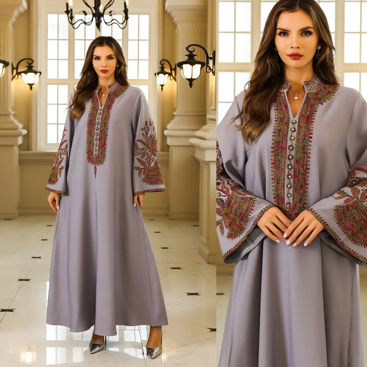 Muslim Dress for Women Jalabiya Abaya Mujer Vestidos Ramadan Long Dresses Woman Robe Moroccan