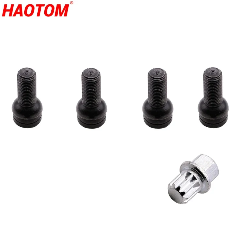 

Car Steel Wheel Bolt & Lock Lug Nut Set With Key For AUDI VW Golf Jetta Bora Beetle Passat M14*1.5MM Black 1K0698137 10 Teeth