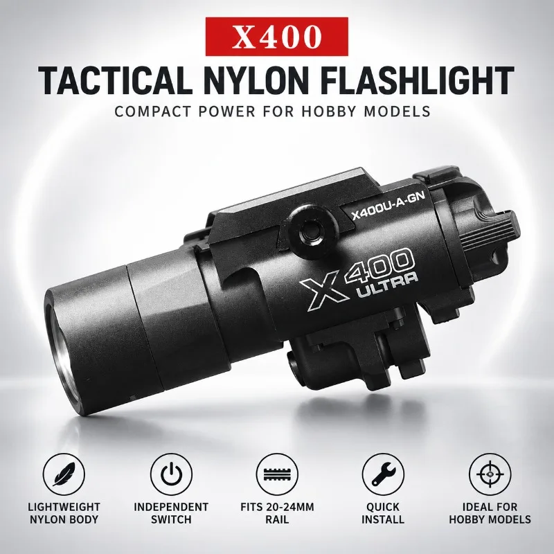 Hobby Model X400 Ultra Lighting Ornament, Under‑mount Flashlight with Separate Switch for Model Modification
