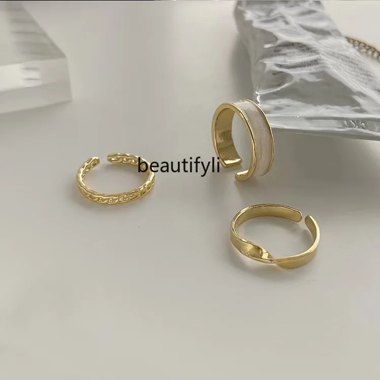 

Real Gold Plating Irregular Wide-Brimmed Open Ring Female Trend South Korea Refined Grace Personality Metal Ring