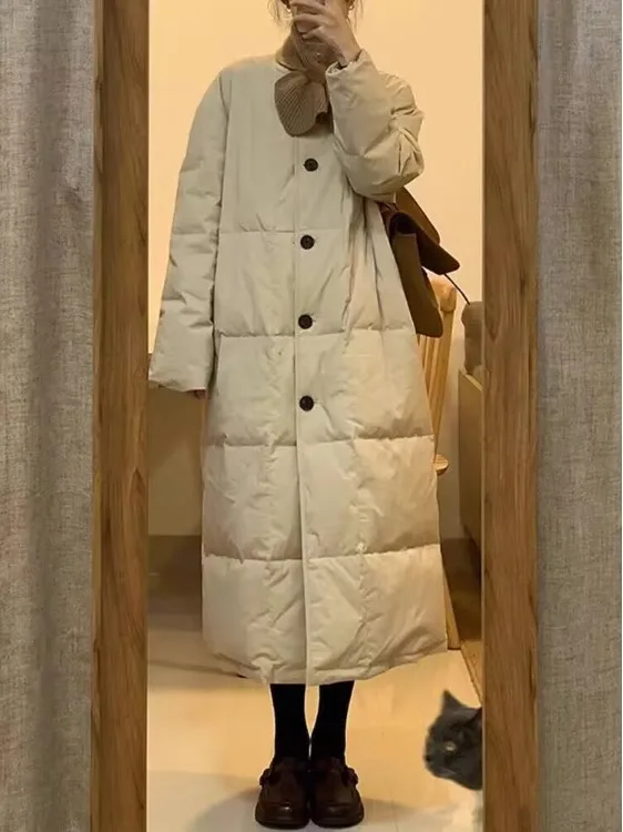 

Warm Casual Faionable Long Cotton Jaet Women's Clothing Non-Hat Commute Sle Korean Version Thiened Long Sve