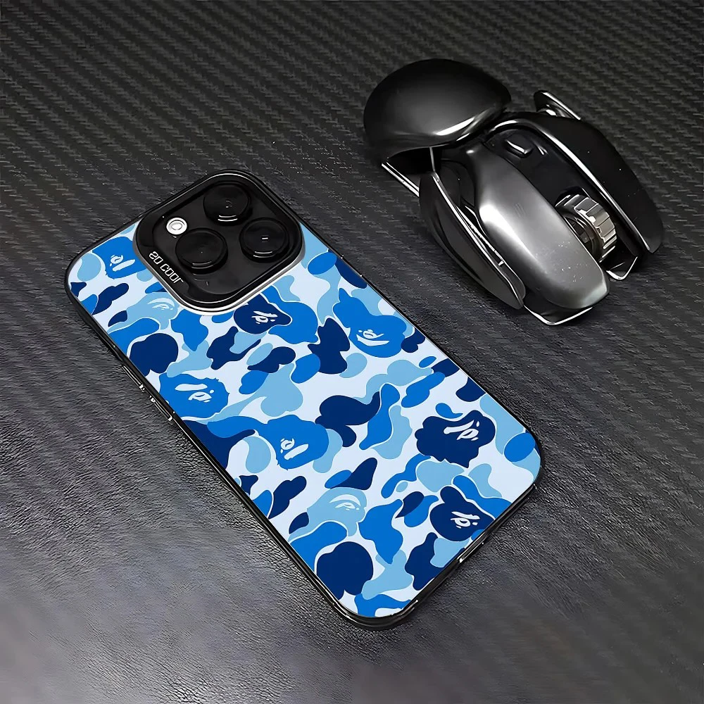 Capa de Celular Antichoque Fosca para iPhone 17 17e 16e 16 15 14 13 12 11 mini ProMax X XR XSMAX 8 7 Air Plus - Estilo BAPES - Lançamento Quente