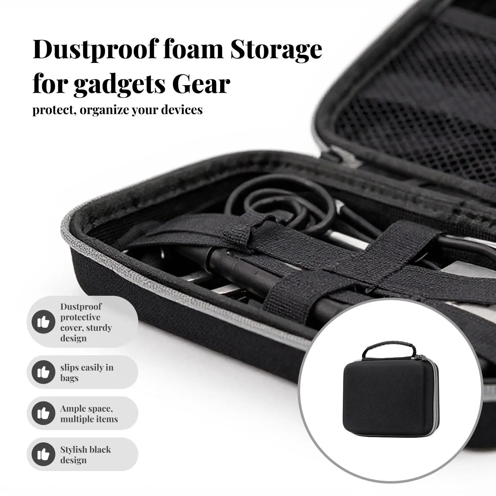 Estuche de Transporte EVA, Fácil de Usar, con Cierre de Cremallera Resistente, Estuche de Almacenamiento EVA para Tarjetas, Auriculares, Disco Duro Móvil, Disco de Estado Sólido HDD