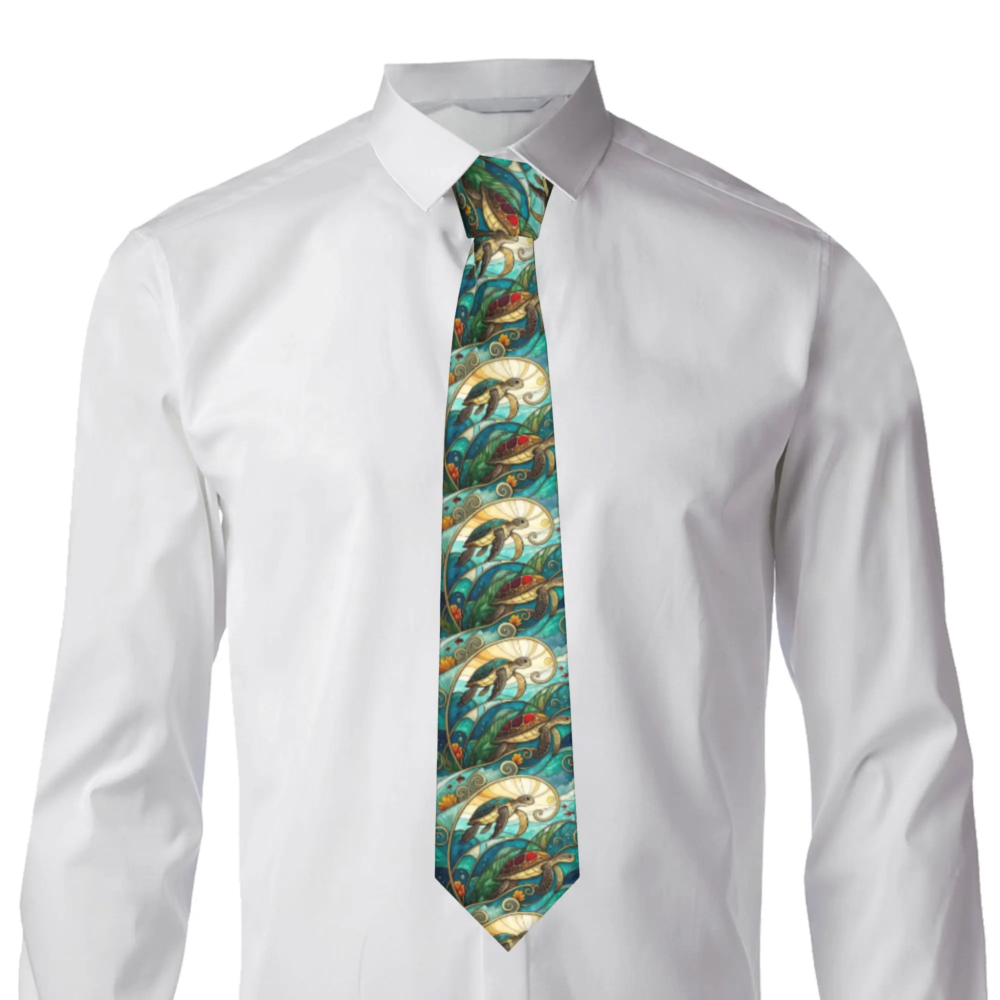 Sea Turtles Funny Colorful  Neck Tie Men Fashion Whimsical Animal  Silk Party Neckties