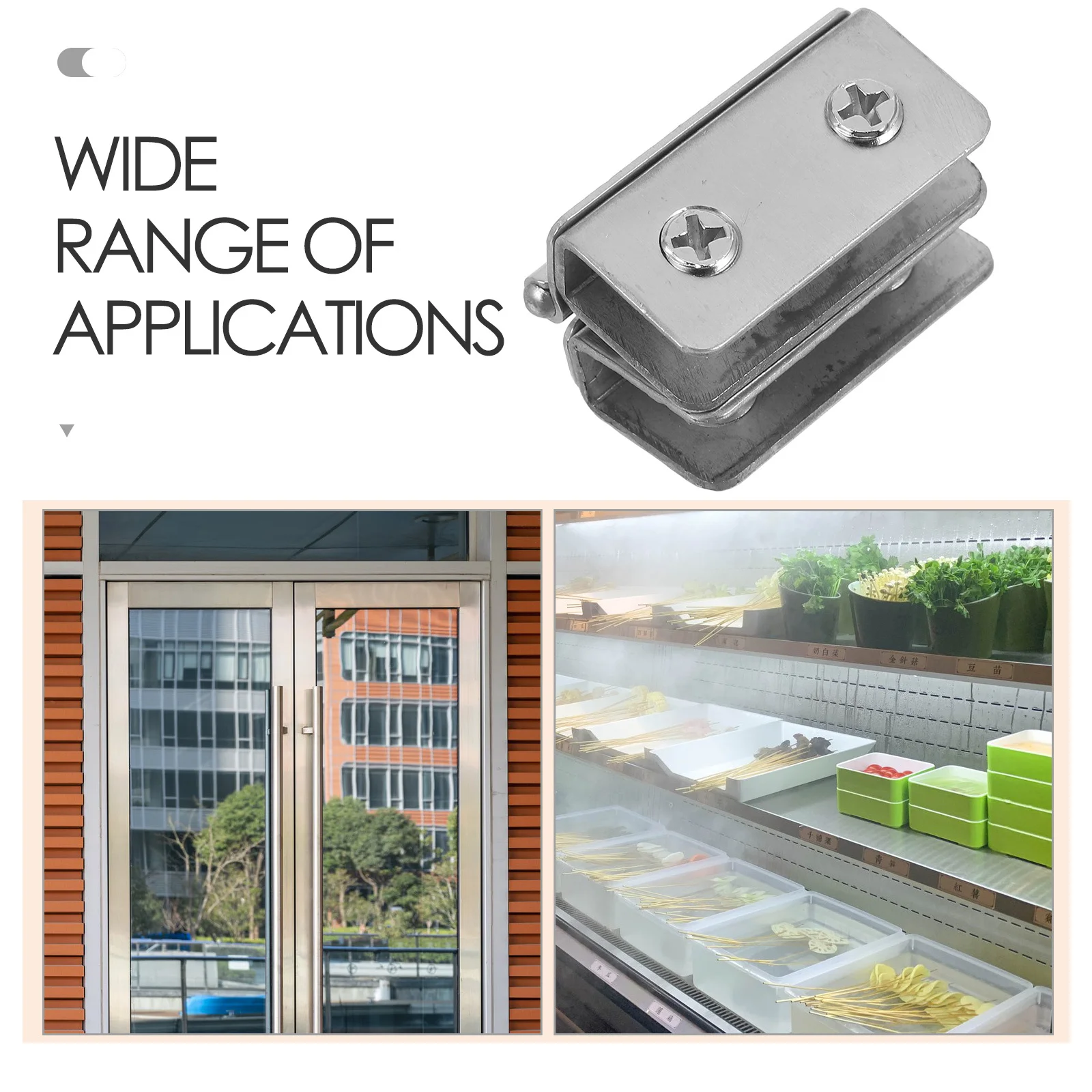 Cerniere in acciaio inossidabile da 2 pezzi, doppio morsetto regolabile per porta in vetro, vetrina, mobili per armadietti del vino