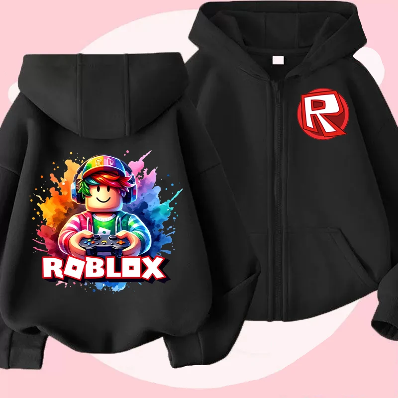 جديد Roblox الأطفال هوديس معطف الكرتون لعبة الشكل هوديي مطبوعة عارضات مقنعين البلوز الخريف الشتاء الاطفال الصبي الملابس