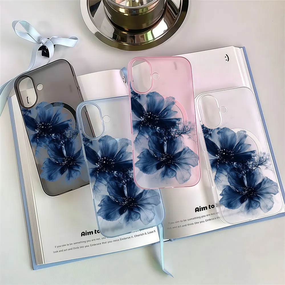 Luxury Floral Magnetic Matte PC Phone Case For Samsung Galaxy S26 S25 S24 S23 Plus FE Ultra A57 A56 A55 A37 A36 A35 A06 Cover