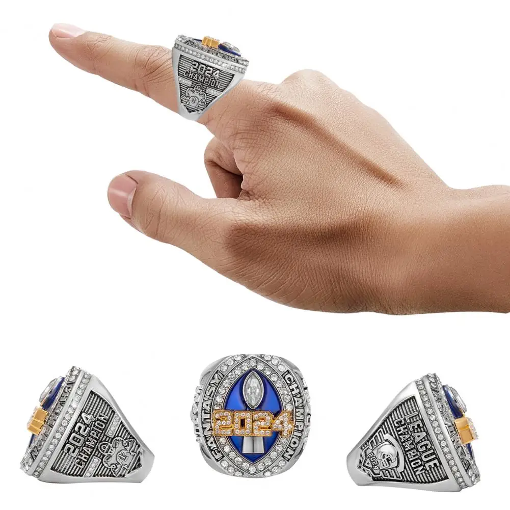 2024 Fantasy Football Championship Ring Bright Luster Cubic Zirconia Ring League Champion Trophy Ring with Wooden Box Award gift