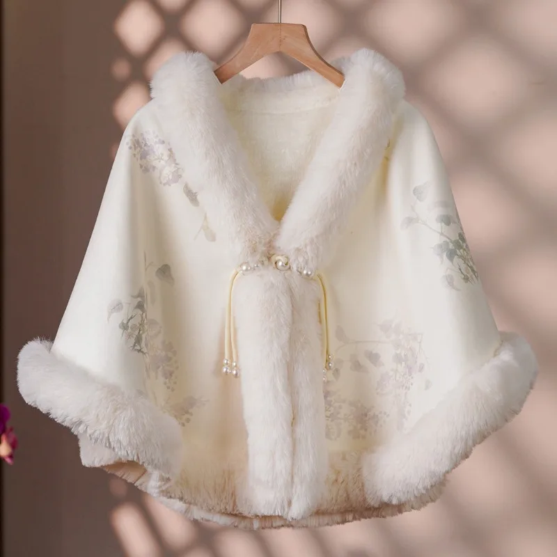 

Универсальная теплая накидка-шаль в китайском стиле с пуговицами, осенне-зимняя, утолщенная, модная