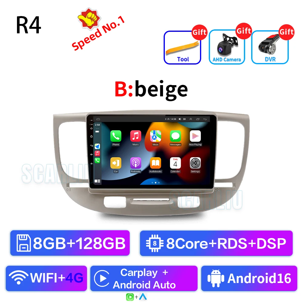 Autoradio Voor Kia RiO 2 RIO2 2005-2011 Draadloze CarPlay Android Auto Multimedia Speler Touchscreen GPS navigatie Geen 2din DVD