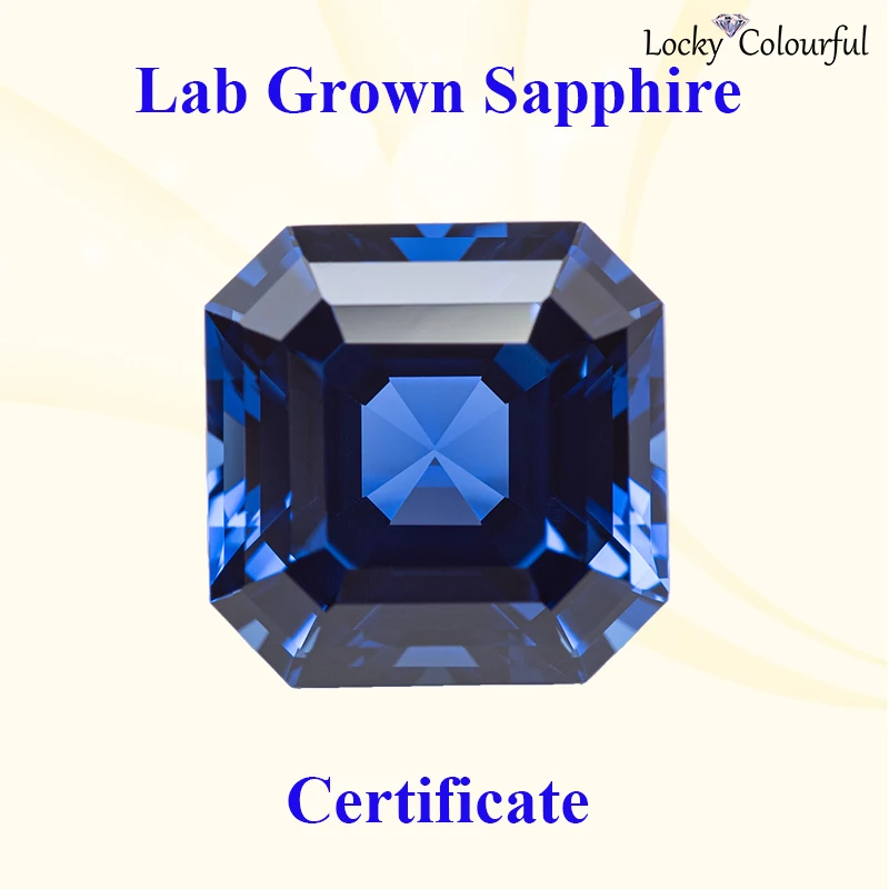 

Lab Grown Sapphire Asscher Shape VVS1 Charms Royal Blue Color DIY for Jewelry Making Rings Material Selectable AGL Certificate