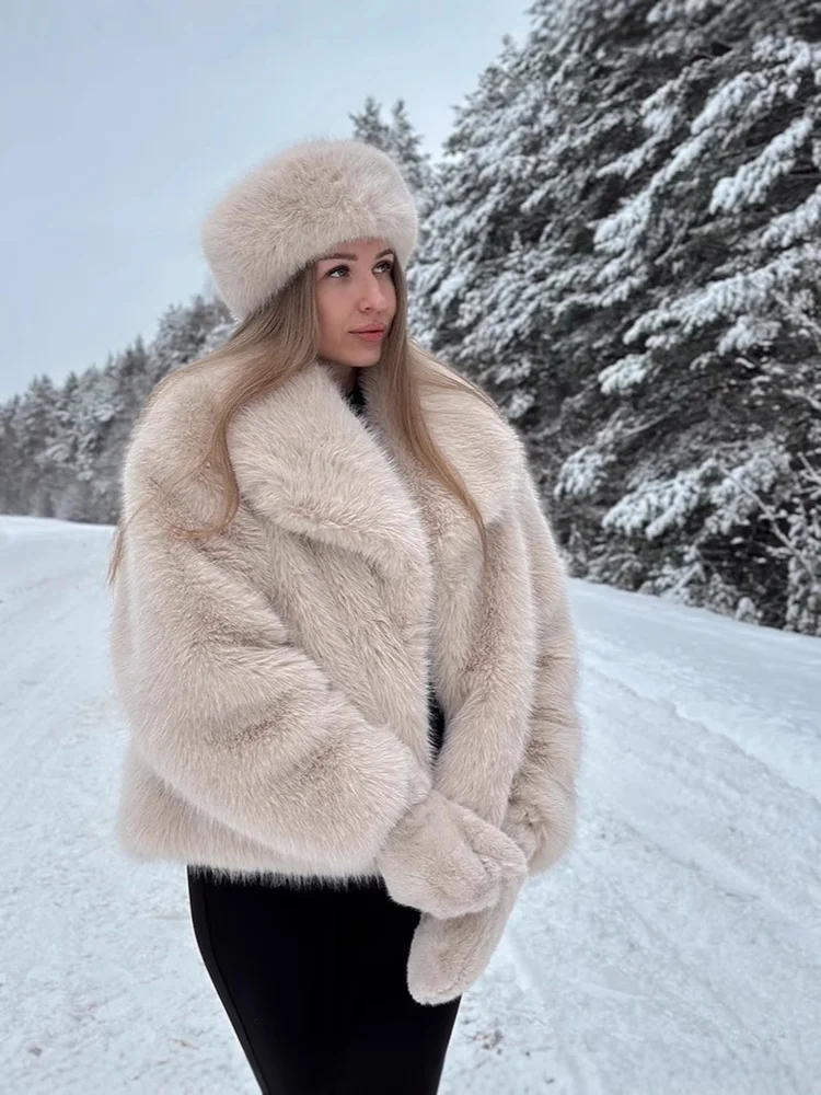 أوروبا أمريكا الشتاء الدفء معطف الفرو الاصطناعي طوق لينة لطيف أنيقة موضة رائعة حفلة ركاب الترفيه سترة