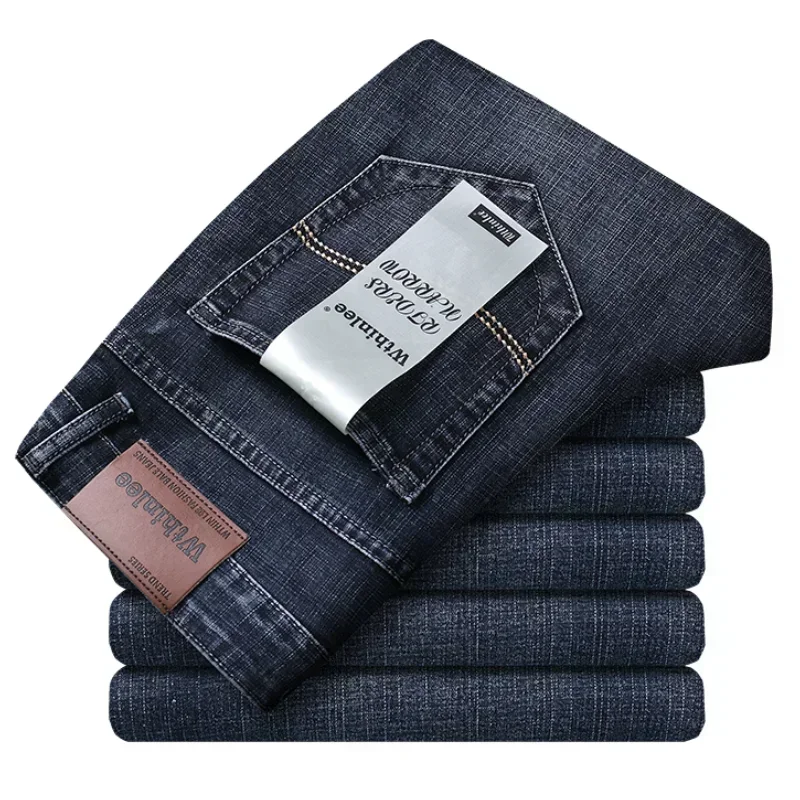 2024, dünnes oder dickes Material, schmale Passform, für Herren, luxuriös, klassischer Stil, Herrenjeans, Business-Stretch-Denim, Herrenhose, Kleidung