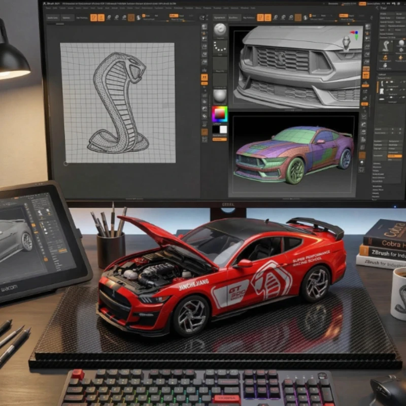 

Модель автомобиля Ford Mustang Cobra GT500 из сплава, масштаб 1:32, с функцией отката, игрушечная машинка, спортивный автомобиль, украшение, подарок для ребенка