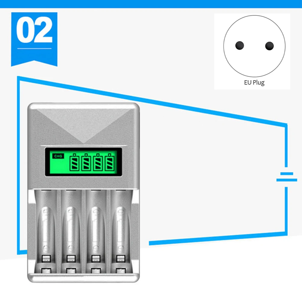 Caricabatteria COFA con caricabatteria intelligente a 4 slot per batterie ricaricabili AA / AAA Nicd Nimh Display LCD