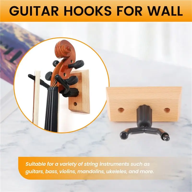 A19Q-Violin Rack Hanger Violin Wall Mount Violin Wall Hook Solid Wood Base Violin Rack Can Hang Violin Bow