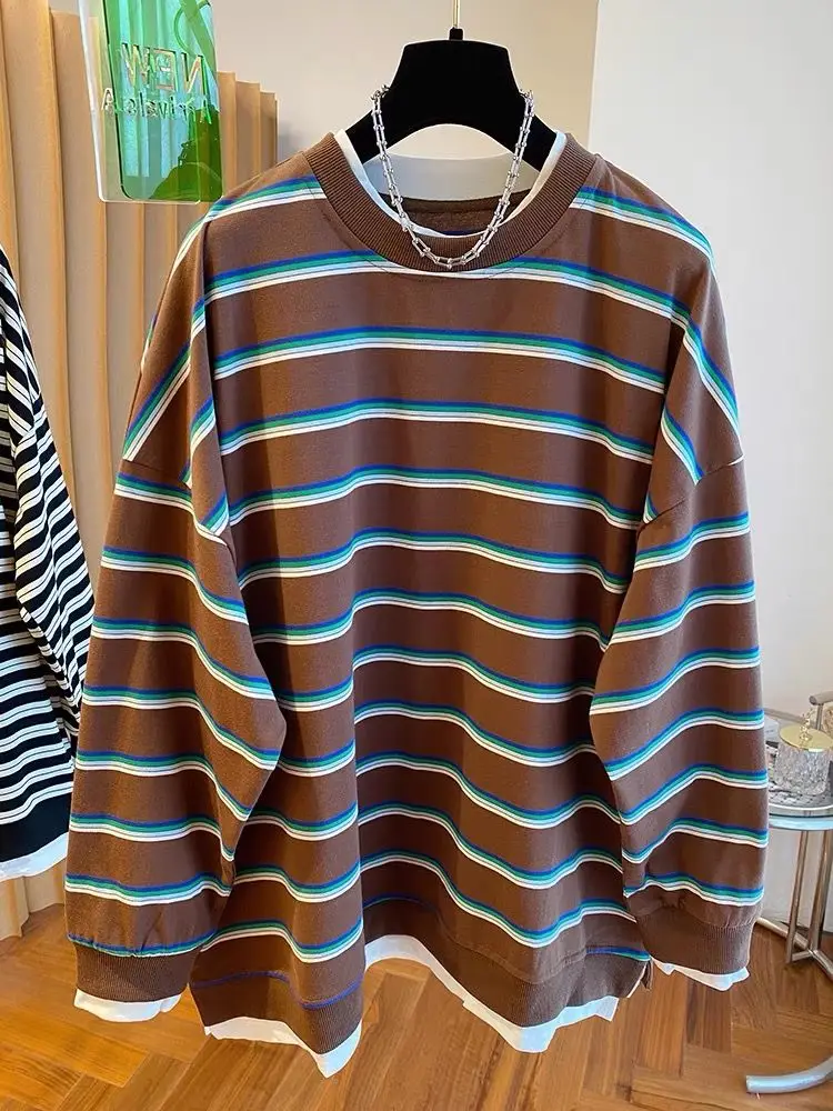 女性のためのストライプパーカー春秋ニッチデザインツーピーストップ