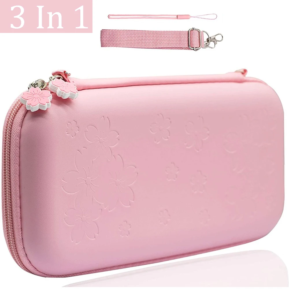 NS Pink Sakura Flower Skin Shell Carry Bag Switch OLED PU Waterproof Pouch Case Storage Cover Box for Nintendo Switch Console