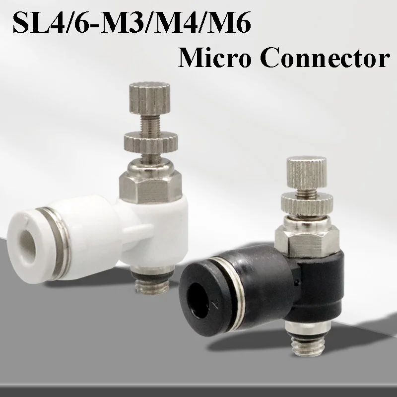 

Pneumatic Throttle Valve SL4/6-M3/M4/M6 Quick Connection Air Connector Fittings Throttle Speed Controller Valve