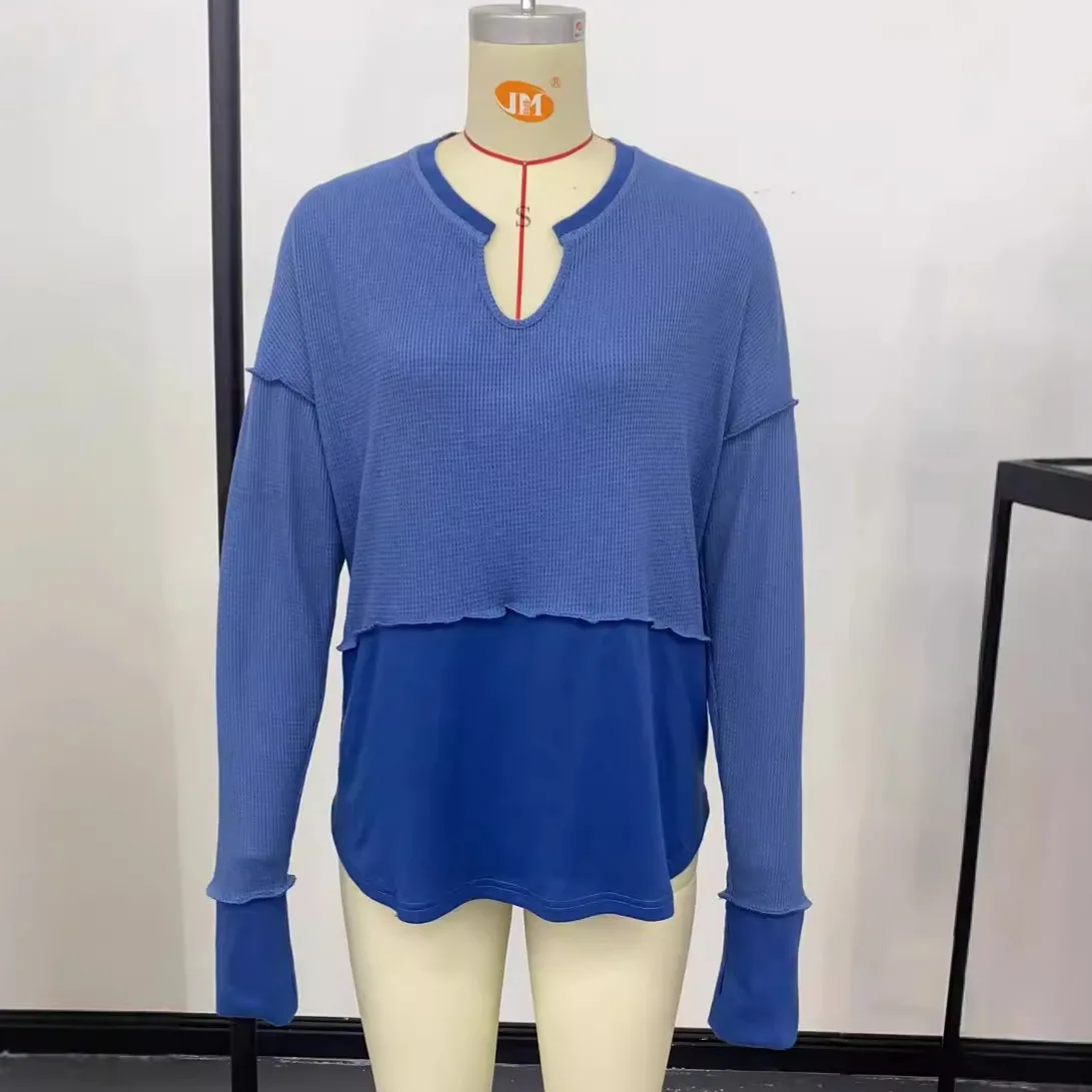 

Loose Casual Long Sve Hoodie Women's Pure Color Patchwork Comfortable Fit Knitted Top Autumn Winter Faion Trend