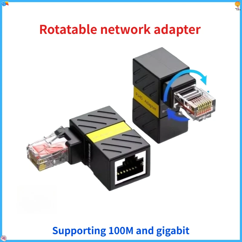 

1PCS Cat6 RJ45 Network Cable Adapter 90 Degree Elbow Male to Female 360 Degree Extender for Ethernet Cable Networking