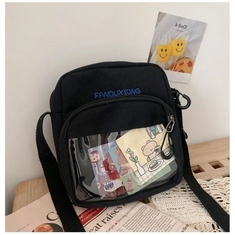 Japanese Canvas Student Crossbody Bags for Women 2023 Cartoon Small Shoulder Bag Cute Fashion Kawaii Girl Messenger Bag Phone