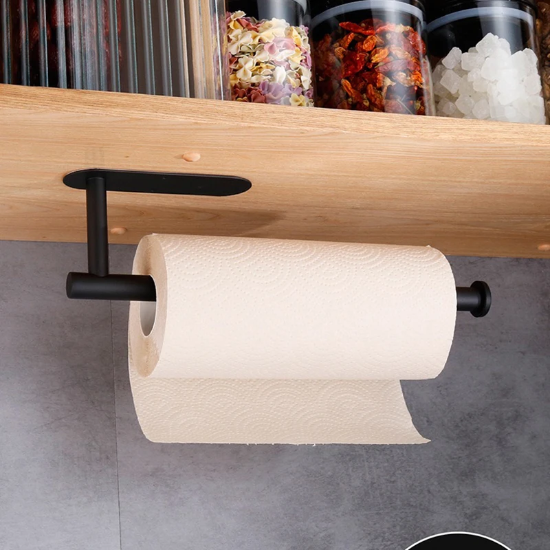 Kitchen Paper Towel Holder Adhesive Tissue Hanger Toilet Roll Paper Dispenser Cabinet Storage Napkin Rack Bathroom Accessories