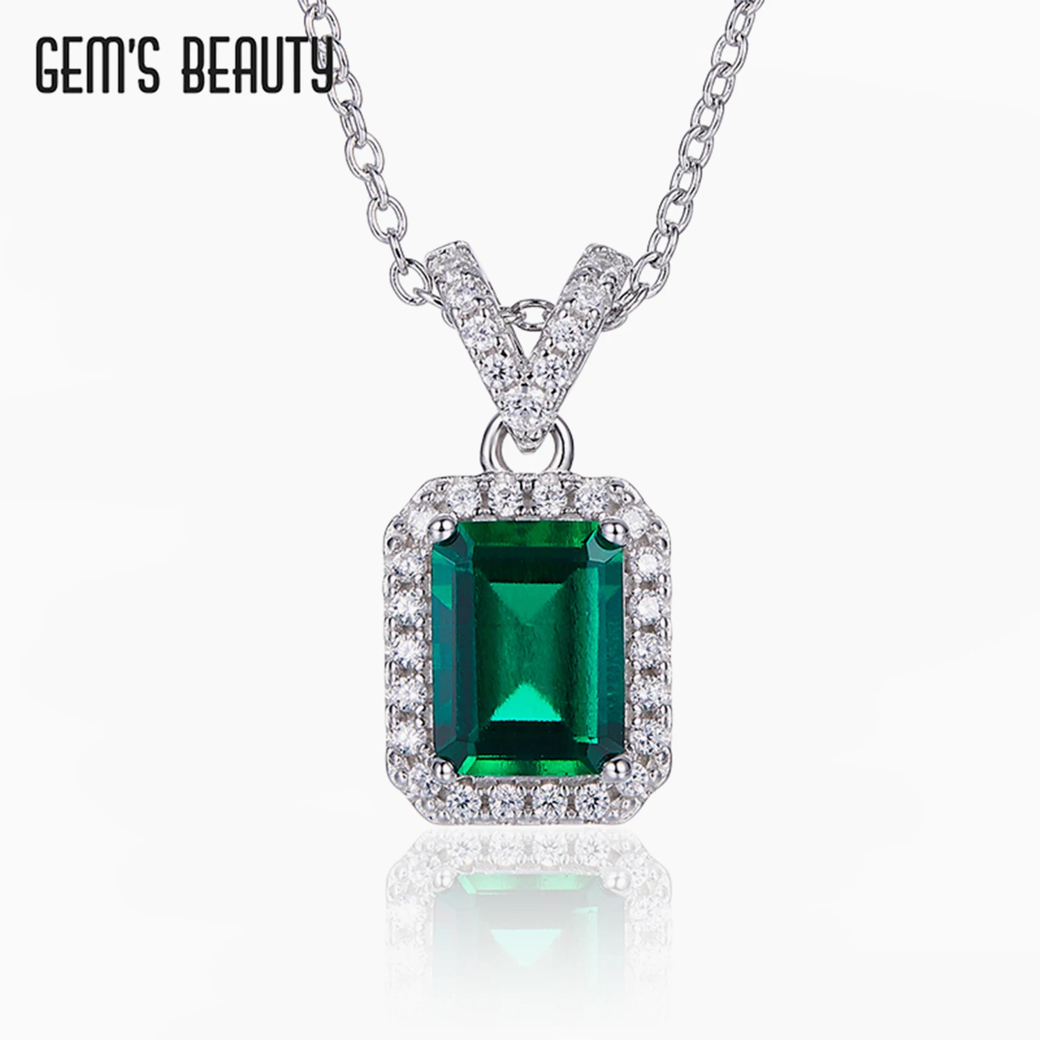 

Gem's Beauty 18K Gold 100% 925 Sterling Silver Real 1.25 Carats Lab Grown Emerald Perfume Bottle Pendant Necklace Fine Jewelry