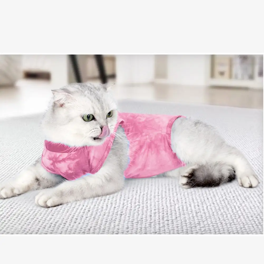 Buttoned Back Cat Recovery Outfit Breathable Cat Recovery Suit for Female Spay Surgery Anti-licking Abdominal Wounds Protector